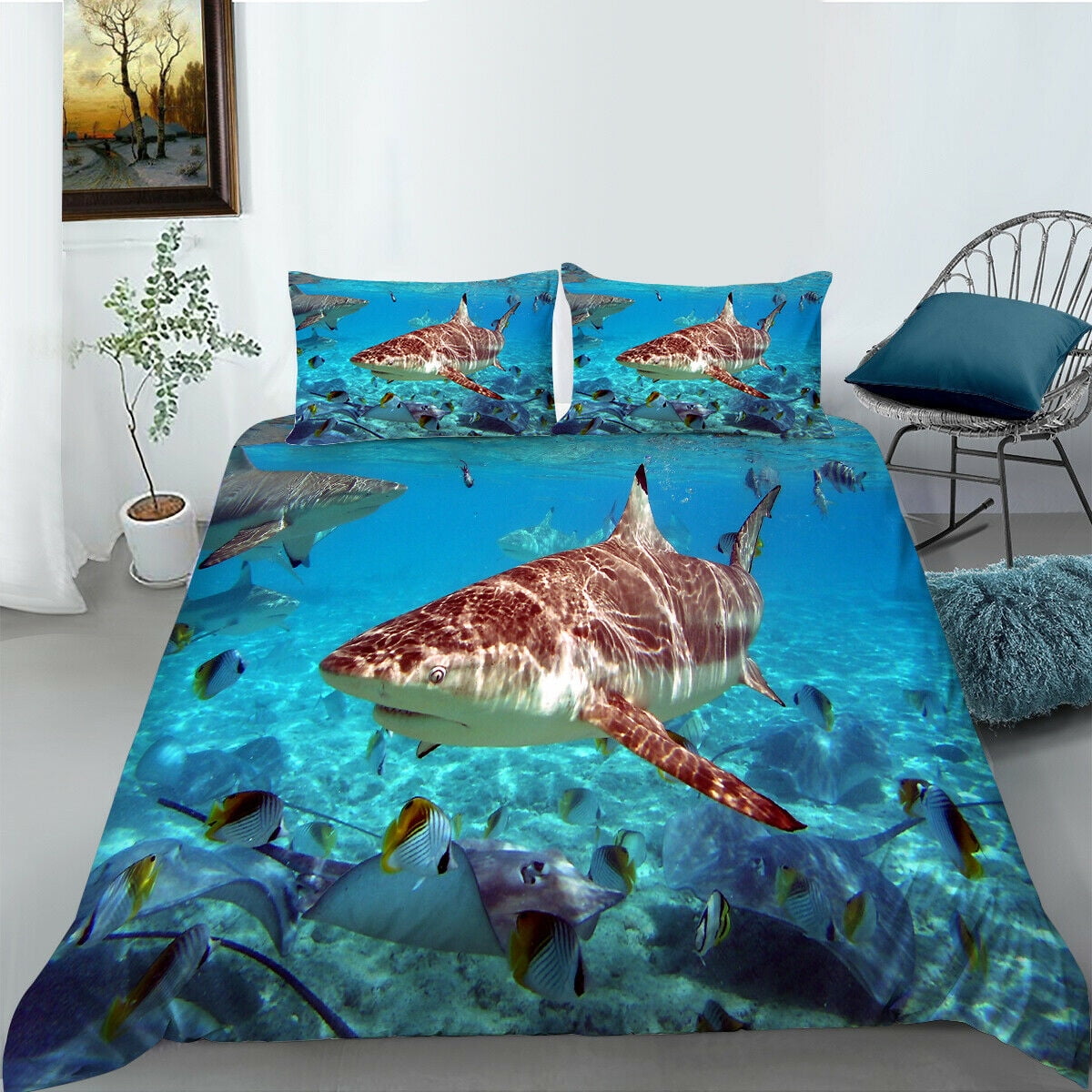Bedding Suit Shark Printing Home Bedclothes Underwater World Printing Luxury Children Baby Bed Sets Full 80 x90 Walmart