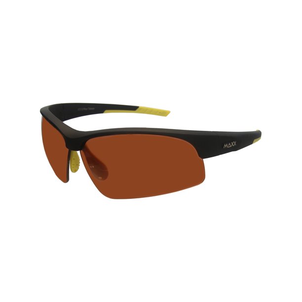Maxx Ray High Definition Sport Sunglasses, Black/Yellow Frame/Amber