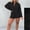 Black, variant on GILIGEGE Linen Sets for Women 2 Piece Summer Women's Shirt Side Slit Long Shirt with Shorts Suits Elegant Lady Pure Color Short Sleeved Shirt Suit Button Down Shirts and Shorts Beach Outfit Sets