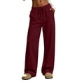 thumbnail image 2 of ClodeEU Women's Drawstring Wide Leg Sweatpants,Soft Casual Lounge Pants with Pockets ,Women's Plus XL, 2 of 7