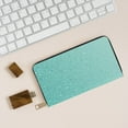 thumbnail image 6 of Leather Thin Slim Wallets for Women Men - Teal Turquoise Glitter Clutch Card Wallet for Women Men with Zipper, 6 of 7