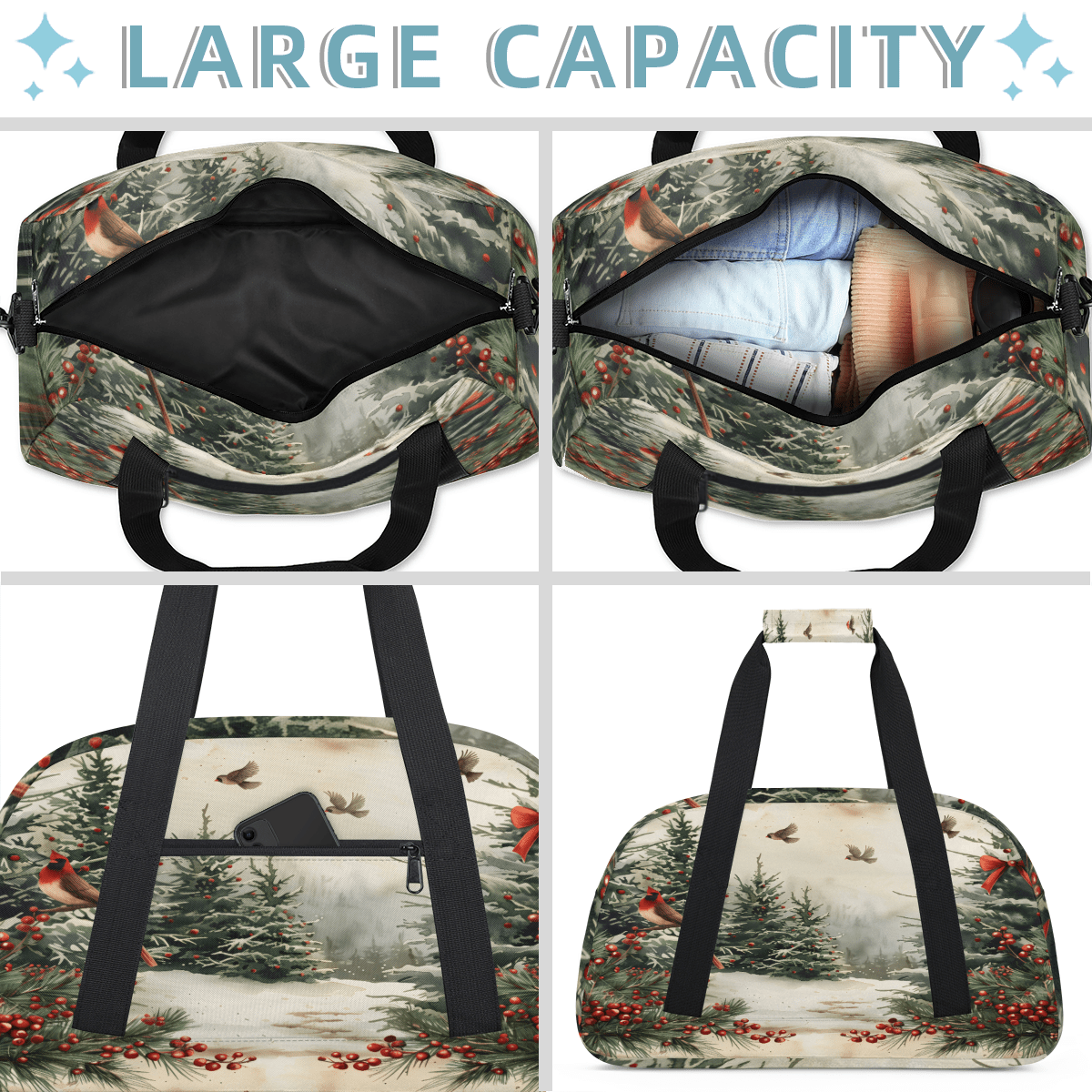 Herdesigns Sports Duffle Bags Travel Duffle Bag Gym Bag Retro Christmas Weekender Travel Bag Waterproof Overnight Bag Carry On Travel Tote Bag Dance Bags