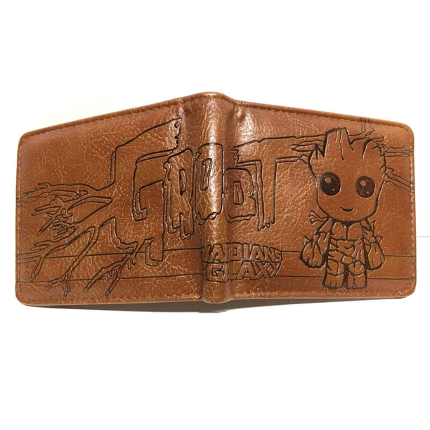 Cartera Baby Groot Galaxy Guardian de piel de anime unisex