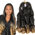thumbnail image 3 of Extensiones de cabello sintético rizado francés trenzado a crochet de 16 a 24 pulgadas, ondas sueltas, ombré, para mujeres, preestiradas en espiral, 3 of 5