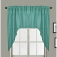 thumbnail image 2 of Aiking Home Rod Pocket Faux Linen Textured Semi-Sheer Swag Kitchen Curtains / Valances for Small Window (Set of 2, 28"x38" Each Panel, Aqua Green), 2 of 4