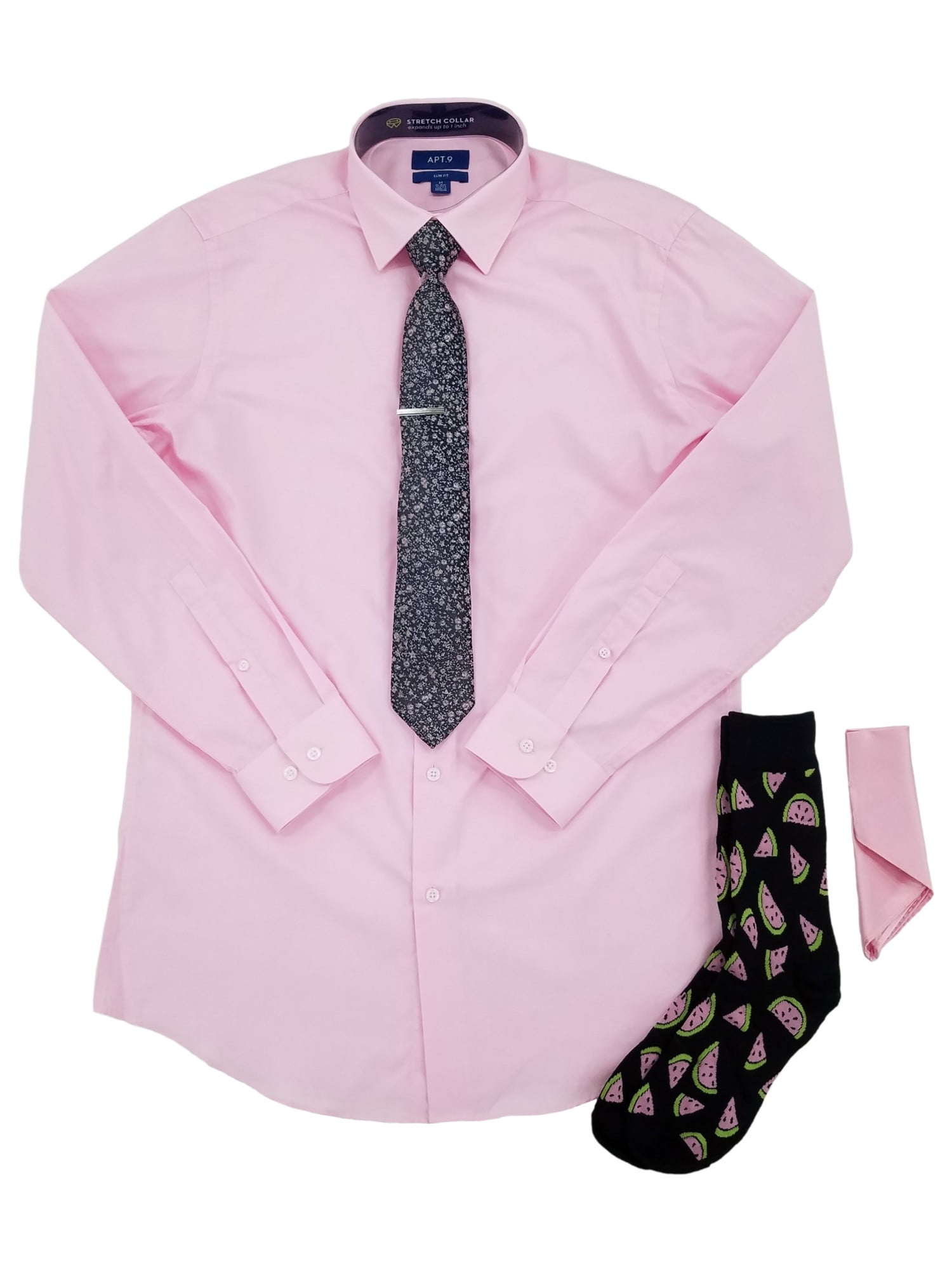 Men's Dress Shirt with Matching Tie And Handkerchief Set 8 Colors Size 15~20 