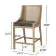 thumbnail image 4 of Christopher Knight Home Cataldo Square Padded High Back Bar Stools, Charcoal (Set of 2), 4 of 5