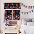 thumbnail image 5 of Independence Day Firework Kitchen Curtains Valances 3 Piece Set, Watercolor Red Blue Stripe Star American Flag Rod Pocket Tier Curtain and Valance Drapes for Small Window 24 Inch Length for Bedroom, 5 of 9
