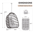 thumbnail image 4 of RADIATA Patio Hanging Egg Chair Without Stand, 5" Cushion 3-Second Folding Wicker Outdoor Swing Chair No Stand Tree or Ceiling Hanging for Garden, Porch, Balcony,350 lb, Light Gray, 4 of 10