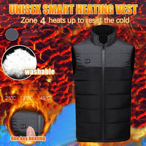 guisaled Men's Lightweight Heated Vests Battery Pack Not Included Winter Softshell Warm Lightweight Quilted Jackets Outdoor Hunting Vests Friday Clearance