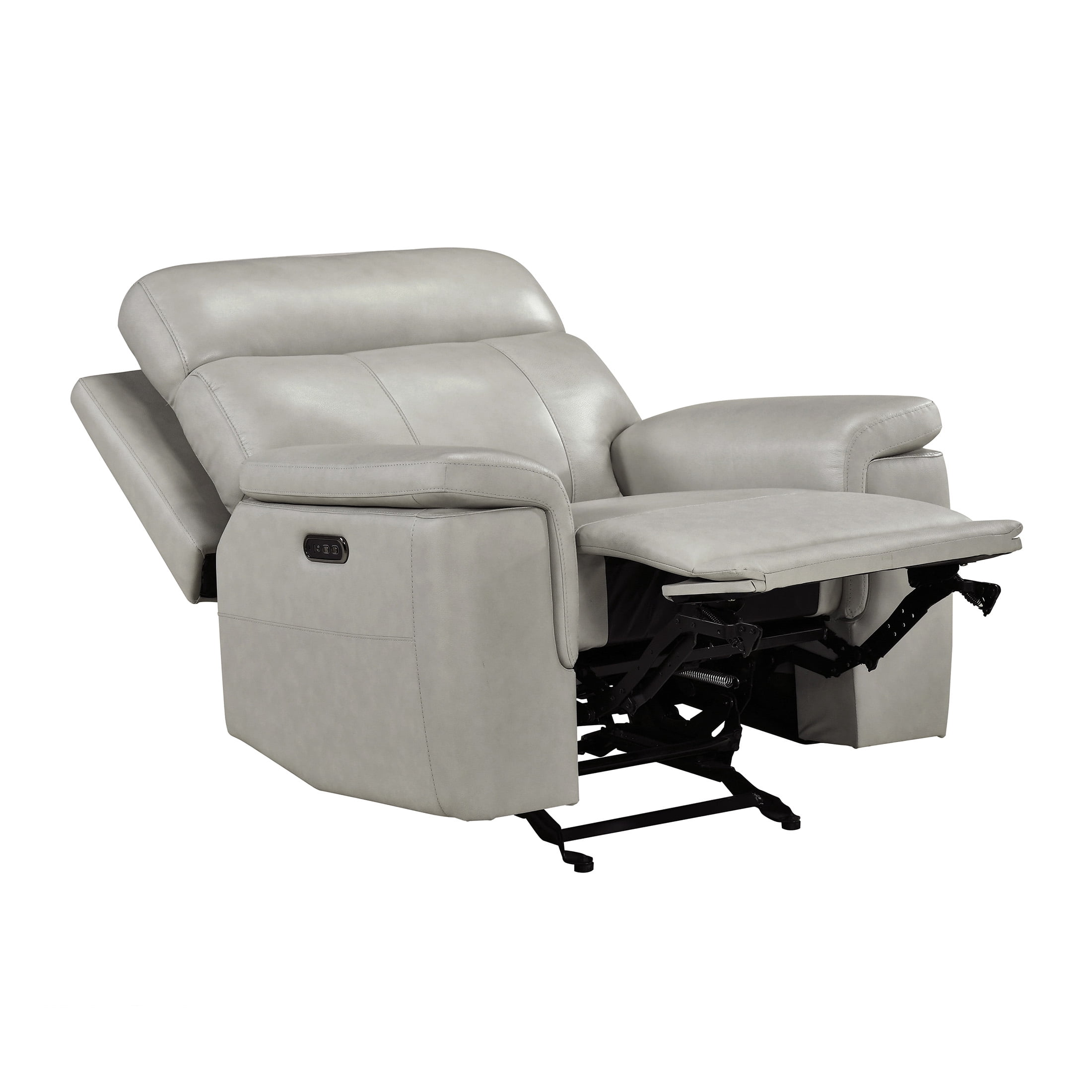 OakvillePark Aurevia Leather Match Power Glider Reclining Chair with Power Headrest, Light Gray