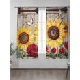 thumbnail image 2 of Sheer Curtains 63 Inch Length 2 Panels Set for Bedroom, Sunflowers Semi Sheer Curtains for Windows, Retro Flower Barn Doors Butterfly Farmhouse Brown Voile Window Treatments Rod Pocket Curtain, 2 of 7