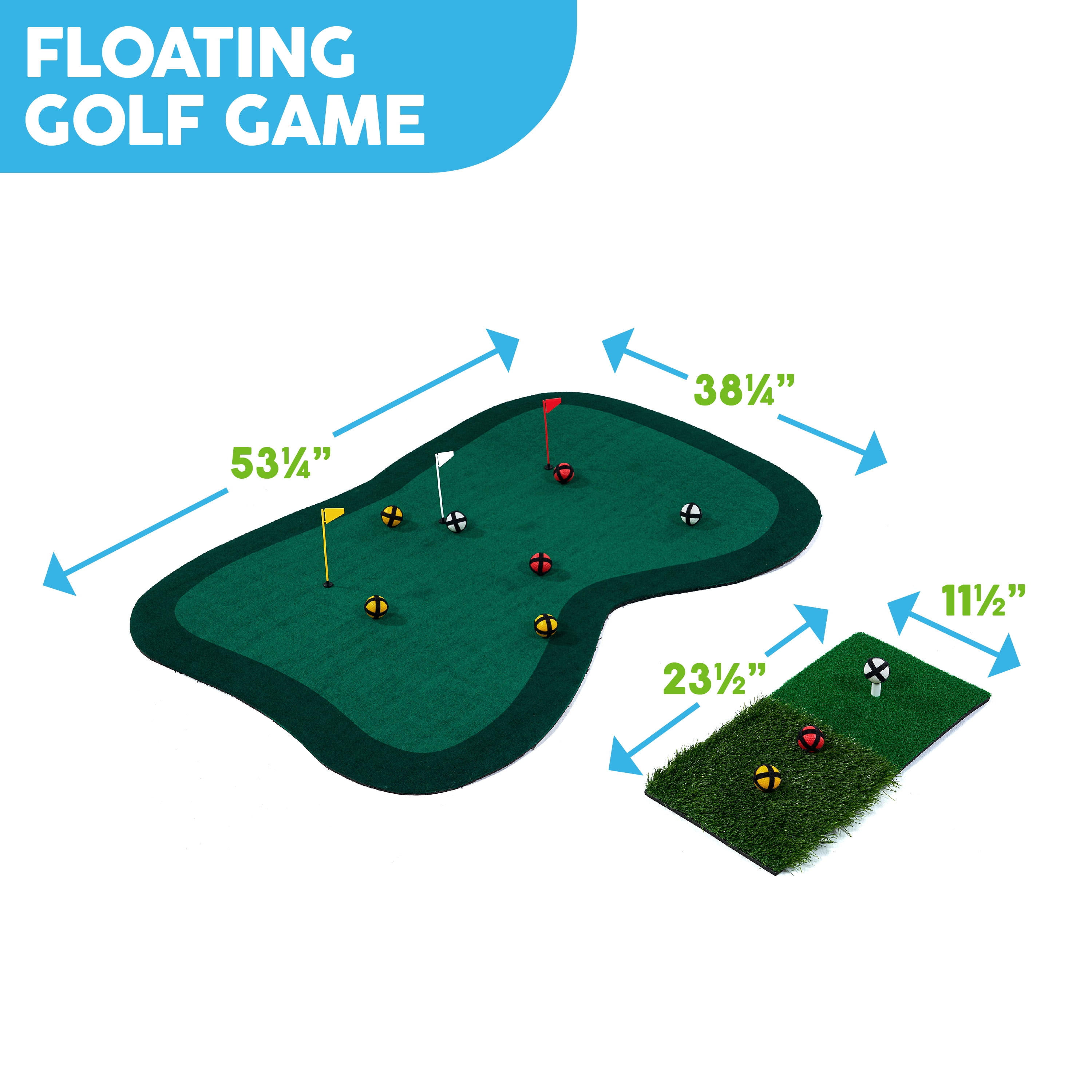 Floating Golf Hitting and Putting Green Mat with Accessories by Big Sky