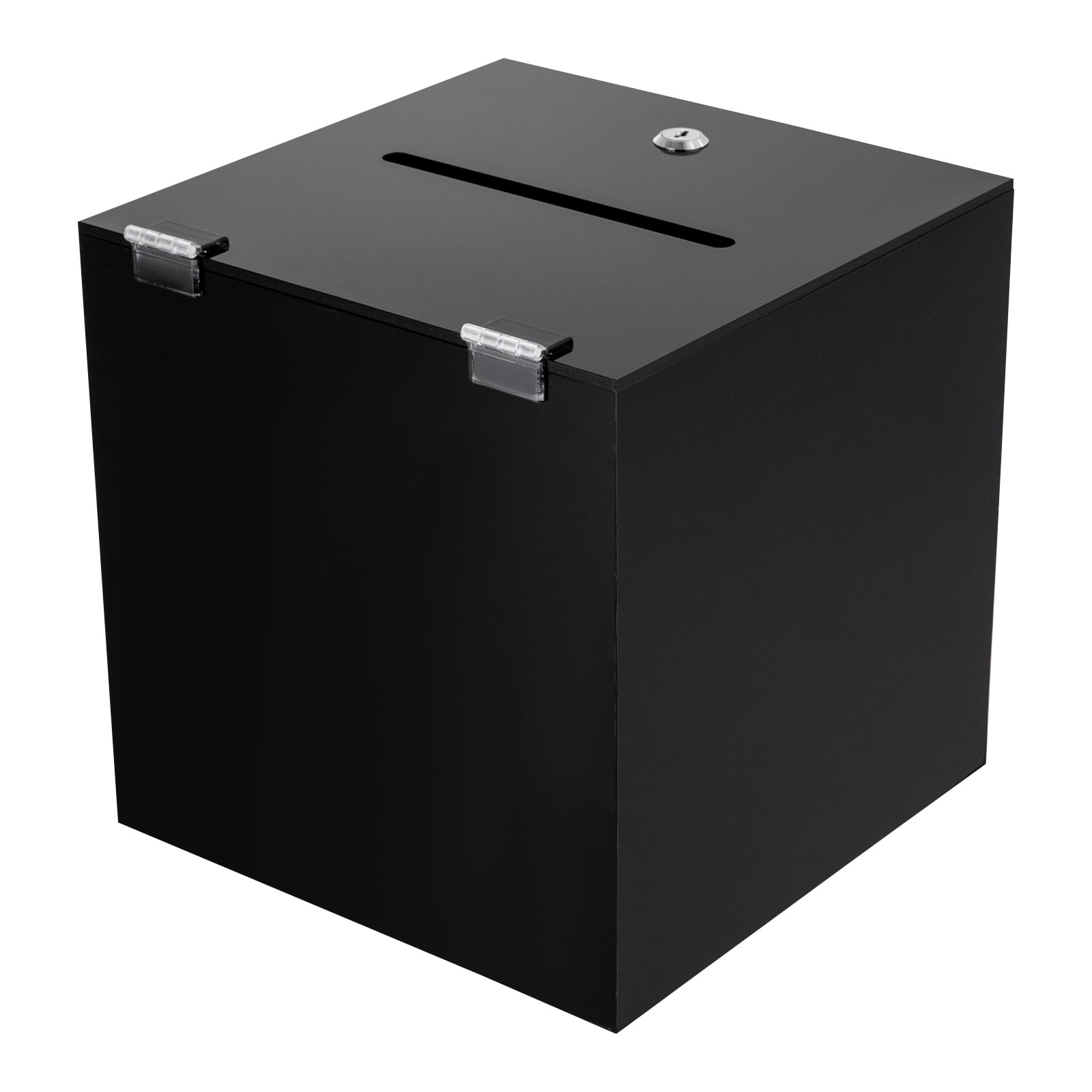 Modern Suggestion Box with Lock Acrylic Donation Box, Black Money Storage Square Container for Voting, Charity