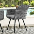thumbnail image 6 of Modway Endeavor 19" Rattan & Fabric Outdoor Patio Dining Arm Chair in Gray, 6 of 6