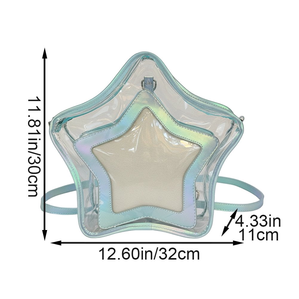 Vjnyvs Ita Bag Star Shaped Purse, Aesthetic Cute Crossbody Purse, Kawaii Pin Display Clear Shoulder Bag