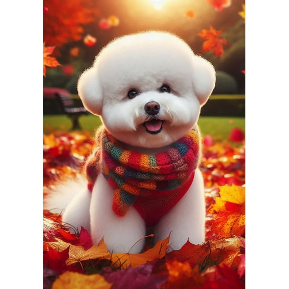Bichon Frise - Best of Breed DCR Falling Leaves House Flag 28" x 40"