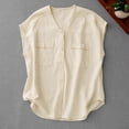 thumbnail image 2 of Women's Cotton Linen Vest Casual Formal Business Work Waistcoat Lightweight Summer V-neck Sleeveless Jacket, 2 of 8