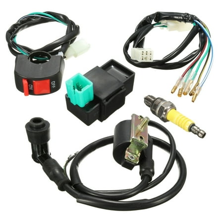 Cdi Box Computer - Wiring Loom Light Kill On Off Switch Ignition Coil CDI Box Spark Plug Kit For 110cc 120cc 125cc Motorcycle ATV Dirtbike Pit Dirt Bike MATCC