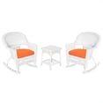 thumbnail image 1 of Jeco 3 Piece Rocker Wicker Chair Set in White with Orange Cushion, 1 of 12