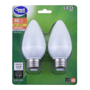 Great Value LED Deco Multi Use 4.5 Watts Soft White Medium Base Bulbs, 2 Count