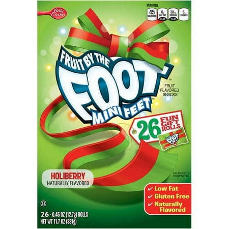 Betty Crocker Fruit by the Foot Mini Feet Holiberry Fruit Flavored Snacks, 0.45 oz, 26 ct