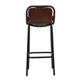thumbnail image 4 of 31 Inch Bar Height Chair Brown Genuine Leather Upholstery Black Iron Metal Frame - Saltoro Sherpi, 4 of 7