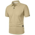 thumbnail image 3 of Chiccall Mens Shirts Quick Dry Performance Short Sleeve Solid Casual Summer Shirts Beige 3XL, 3 of 6