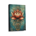 thumbnail image 3 of “Ornate Lotus with Gold Filigree on Teal Wood” Bohemian Canvas Wall Art Ready to Hang for Living Room and Bedroom, 3 of 8