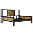 thumbnail image 6 of Full Size Metal Daybed with Storage Shelves and Storage Bookcases, Sofa Bed Frame with Metal Cabin Slats Support, Wood Headboard and Footboard and Trundle for Living Room, Bedroom (Black), 6 of 9