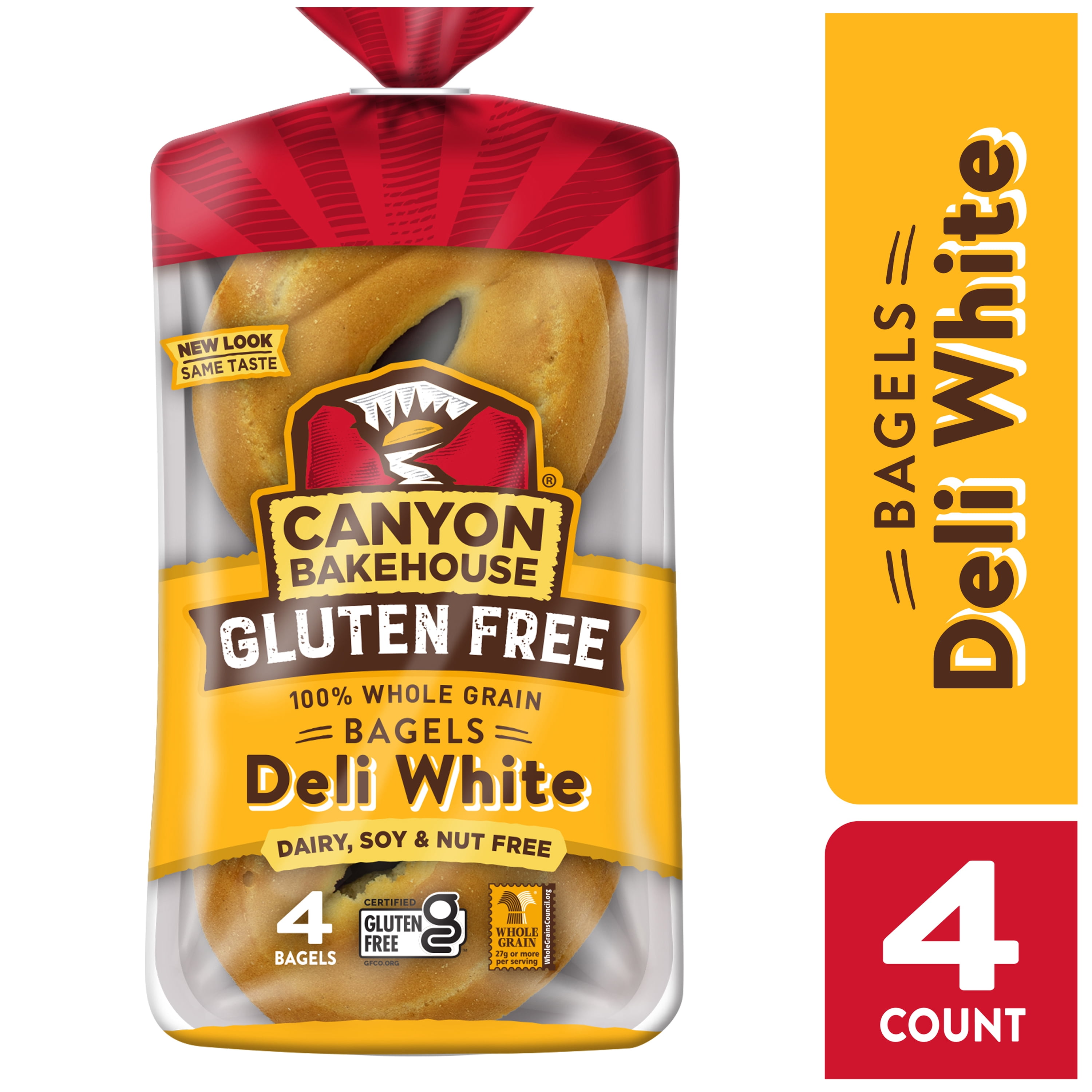 (3 pack) Canyon Bakehouse Deli White Bagels, Gluten Free Bagels, Fresh, 4 Count