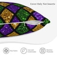 thumbnail image 5 of Bingfone Mardi Gras Shiny Green Purple Linen Throw Pillow Covers Cushion Case Pocket Button Vintage Farmhouse Pillowcase For Sofa Couch Bed 16"X16", 5 of 9