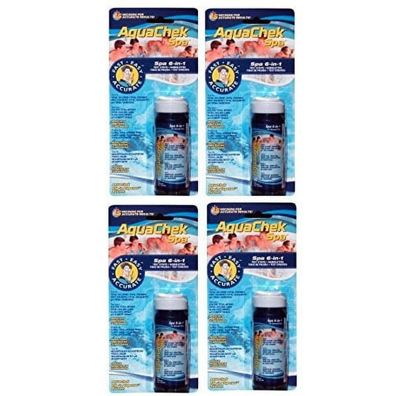 4) AquaChek 552244 6-in-1 Spa Hot Tub Pool Easy Use Test Strips Kit | 200 Strips
