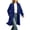 Blue, variant on cocolona Trench Coat for Women Open Front Long Sleeve Solid Color Long Jacket Notch Lapel Lined Fall Winter Wool Coat with Pockets