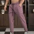 thumbnail image 2 of Mens Pants Casual Fashion Elastic Waist Solid With Pockets Outdoor Pants Trouser Regular Straight Pant Red XL, 2 of 4