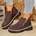 thumbnail image 2 of CSStudio Women Suede Croc Embossed Side Zipper Ankle Boots 4cm Platform Closed Toe Casual Short Booties Spring Fall Daily Wear, 2 of 7