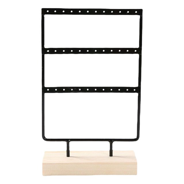 Organizador de para joyería, soporte para pendientes, 3 niveles, 26x15x5,5 cm, fácil desmontaje Negro jinwen estante de exhibición de la joyería