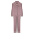 thumbnail image 4 of Generic Womens Long Sleeve Pajamas Set Soft Sleepwear Button Shirt Long Pants Pj Lounge Sets, 4 of 4