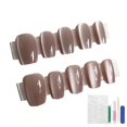 thumbnail image 1 of Light Coffee Cats Eye Wear Nail Nail Patch Handmade Fake Mani Nails, 1 of 8
