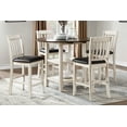 thumbnail image 6 of Set of 2 White Wash Counter Height Chairs - Dark Brown Faux Leather Seats - Wood Frame - Kitchen Dining Furniture - 18.5"W x 40"H - Perfect for Dining Room, 6 of 6