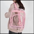 thumbnail image 3 of Transparent Clear School Backpack, Water-Resistant PVC Plastic, Backpack and Pencil Case Set Reinforced Shoulder Straps Back to School M Pink, 3 of 8
