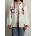 thumbnail image 4 of Chouyatou Women's Flannel Button Down Fleece Jacket Fall Fuzzy Plaid Blouse Jacket Winter Lightweight Coats, 4 of 5