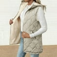 thumbnail image 4 of XUNKUSGA Women Long Fleece Vest Double Zip Sleeveless Hooded Puffer Jacket Solid Color Winter Puffer Vest with Pockets Casual Loose Fashion Womens Vest S-2XL Beige, 4 of 9
