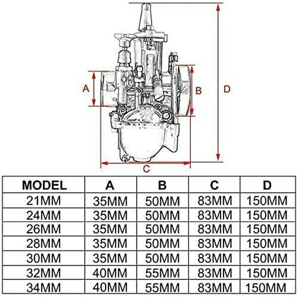 Carburateur universel pour moto PWK, 21mm, 24mm, 26mm, 28mm