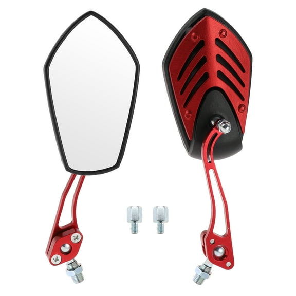 Unique Bargains Motorcycle Rear View Mirrors Bar End Side Mirrors Mount Aluminum Alloy Plastic Black Red Adjustable M8/M10 Polygonal Shape