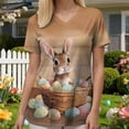 thumbnail image 4 of UngA Womens Easter Shirt Happy Bunny Tshirt Cute Crew Neck Easter Egg Rabbit Teacher Tee Graphic Easter Tee Shirts for Women (Brown,M), 4 of 7