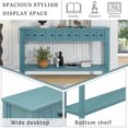 thumbnail image 2 of Rustic Console Table, Long Sofa Table with 4 Drawers and Bottom Storage Shelf, Narrow Rectangular Table for Entryway Living Room Hallway, 60", Turquoise Green, 2 of 9