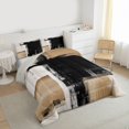 thumbnail image 3 of Homewish Brown Black Queen Comforter Set,Modern Graffiti Bedding Sets,Abstract Stripes Lines Bedding Comforter Set For Teens,Microfiber Bedroom Decor Reversible,3pcs, 3 of 8