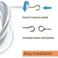 thumbnail image 2 of 25mm long PE window rope net cord white curtain cord with 6 pairs of free hook set, 2 of 9