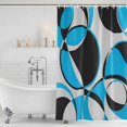 thumbnail image 2 of Shower Curtain Bathroom Set Abstract Geometric Color Block Waterproof Fabric Shower Curtains with Grommets&Hooks, Circle Stripes Blue Gray Black Privacy Bath Curtain for Bathtub 72x72in, 2 of 9